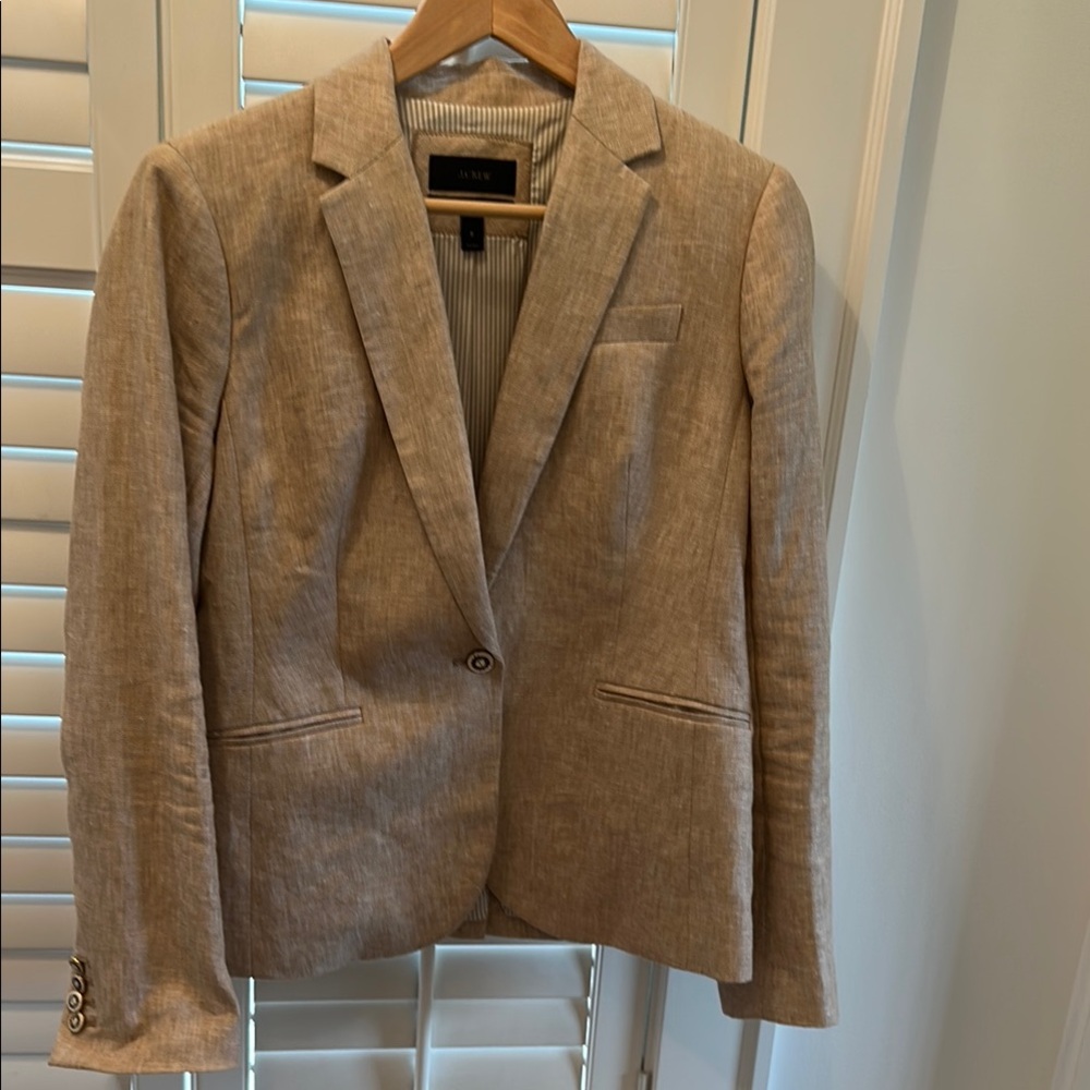 J. Crew Campbell Blazer Fully Lined size 6 linen blend beige